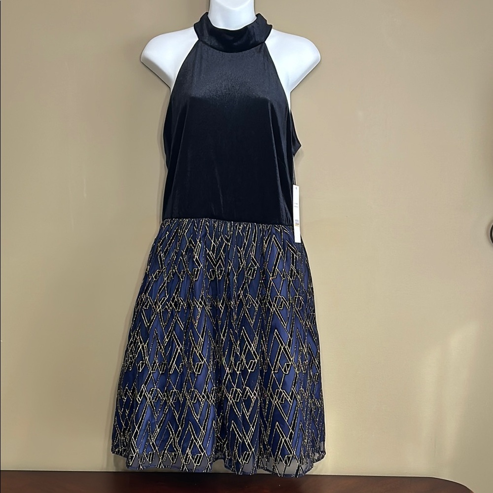 New Leslie Faye crushed velvet black & Twilight Dress
